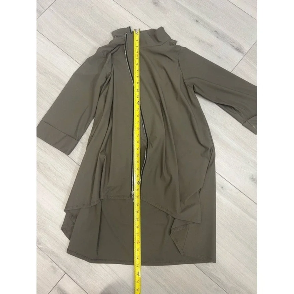Jason by Comfy USA Asymmetric Zip Mock Neck Army Green Techwear Athleisure Sz S